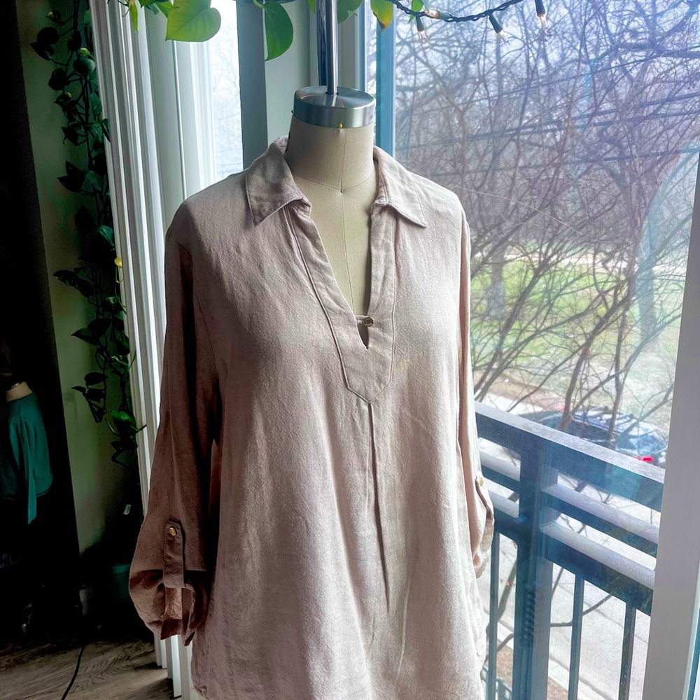Anne Klein Relaxed Tunic with Flat Collar Small